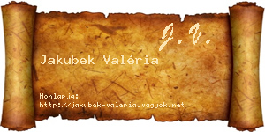 Jakubek Valéria névjegykártya